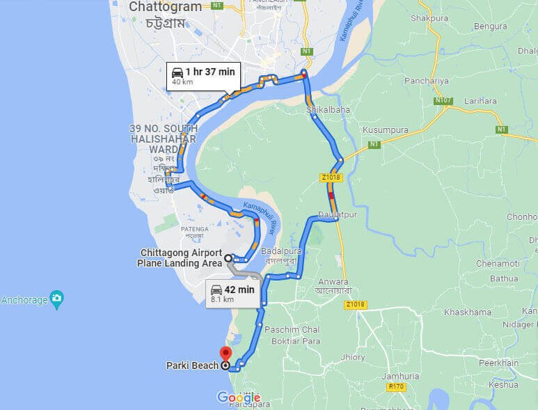 chittagong to parki sea beach direction, parki sea beach, parki beach