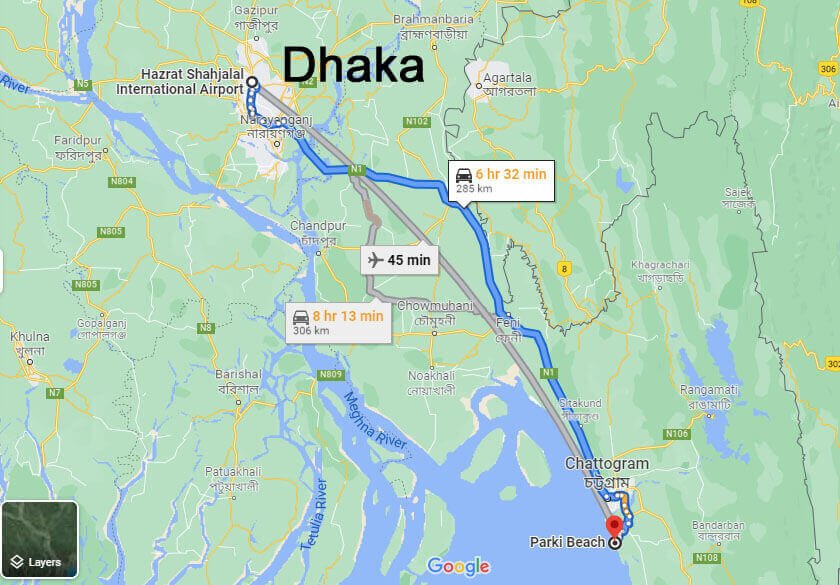 dhaka to parki sea beach direction, parki sea beach, parki beach