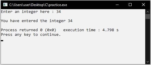 1 printing integer in C programming, print integer