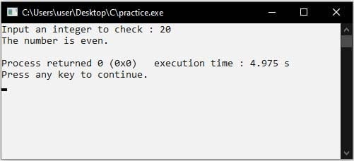 c odd and even program using bitwise operator