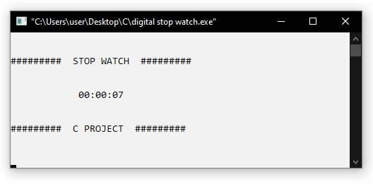 digital stop watch full project by c programming